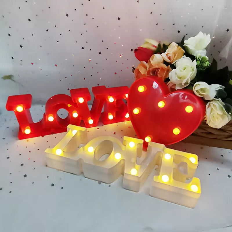 Romantic LED Heart Lamp – Red & Pink Night Light for Home & Events