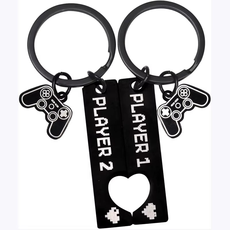 Player 1 & Player 2 Keychains – Gamer Couple Gift