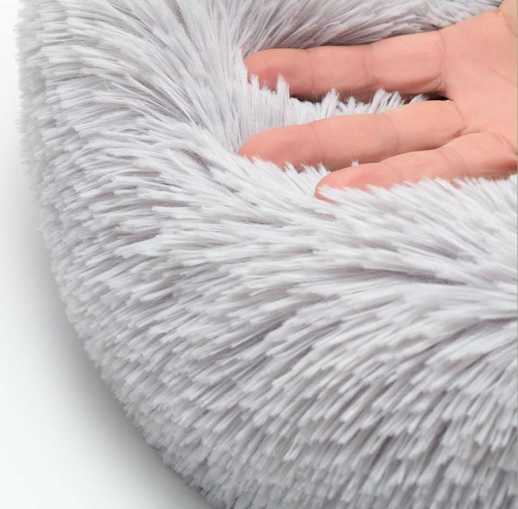 Extra Large Plush Donut Calming Pet Bed - Soft & Fluffy for Dogs and Cats