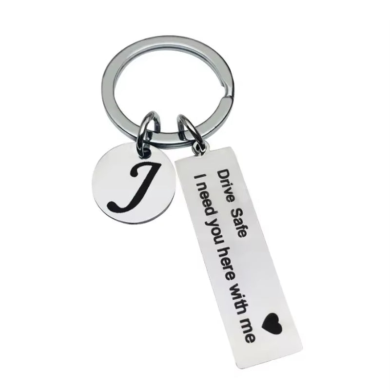 Drive Safe Keychain – Stainless Steel Initials