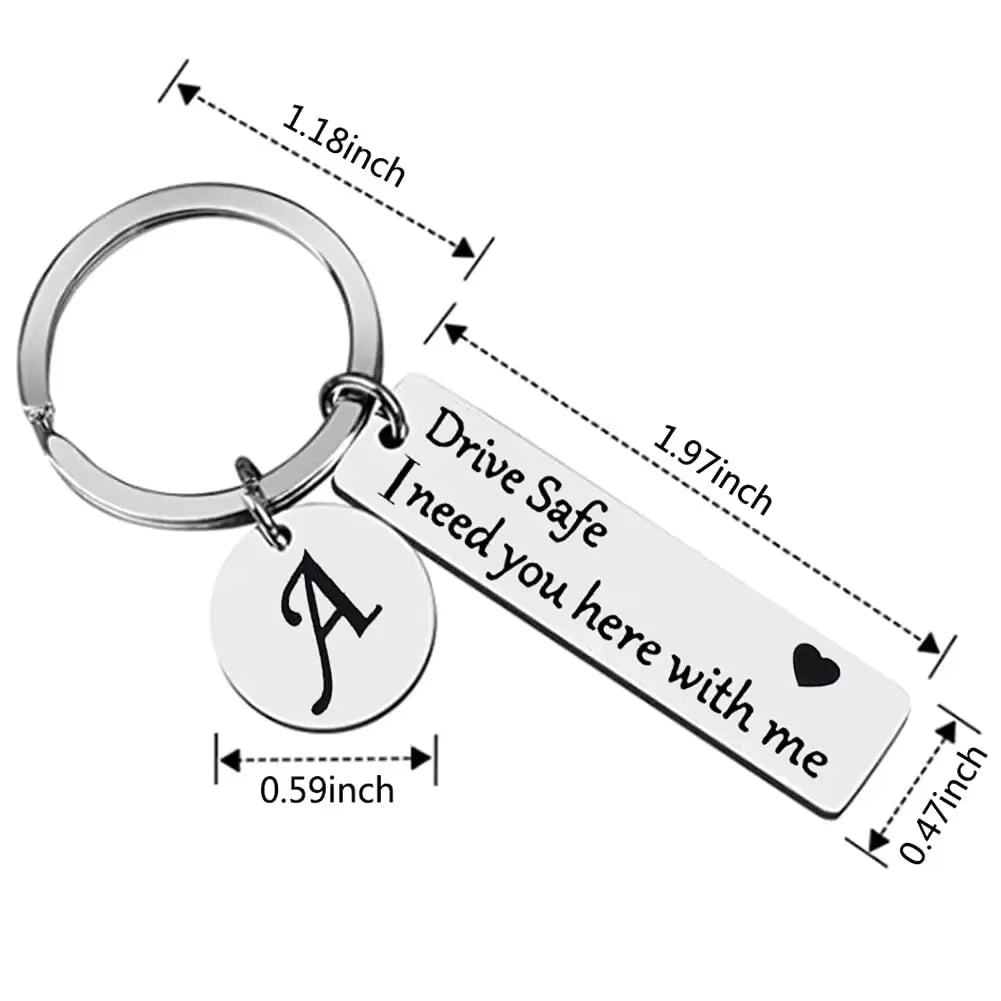 Drive Safe Keychain – Stainless Steel Initials