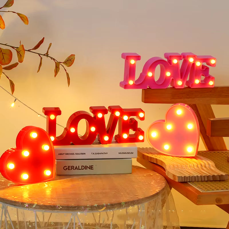 Romantic LED Heart Lamp – Red & Pink Night Light for Home & Events