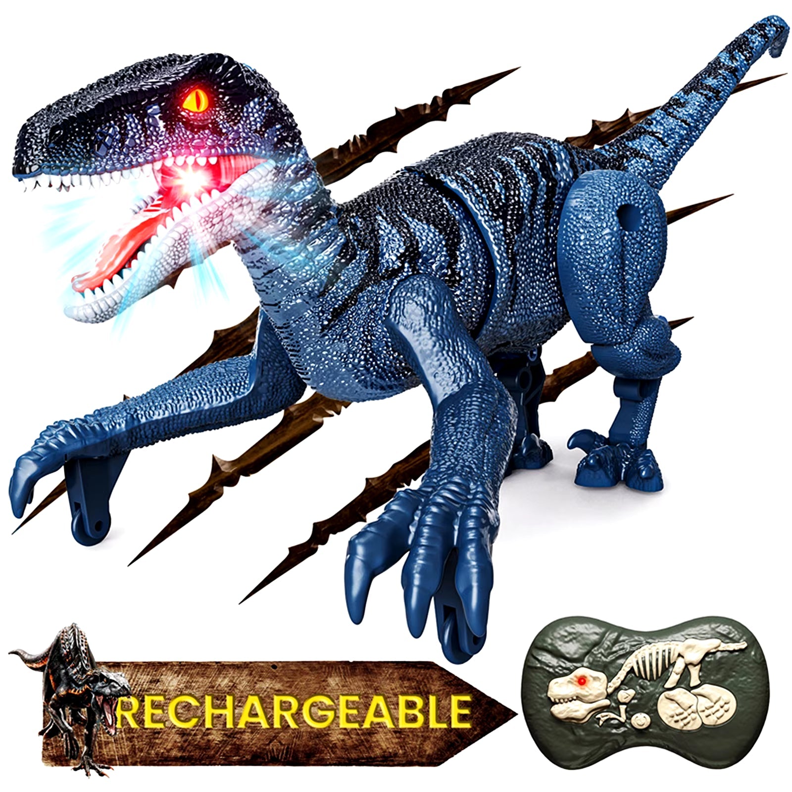 Remote Control Dinosaur Toy - Walking Robot Velociraptor, Perfect Gift for Kids 