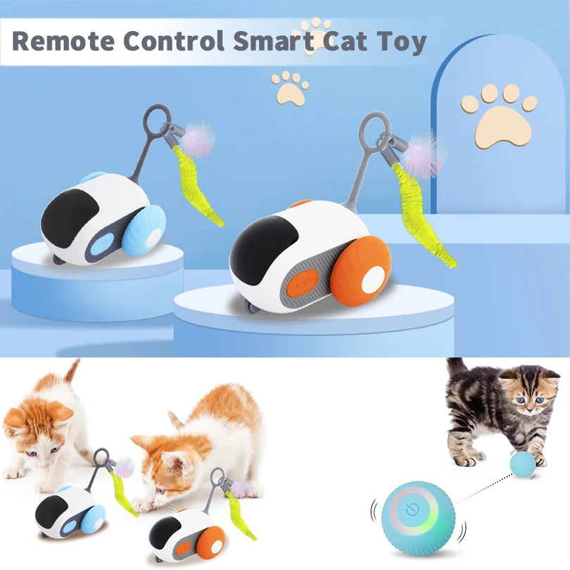 Smart Interactive Cat Toy – Automatic Moving Car with Remote Mouse for Indoor Play, Fun for Cats & Dogs