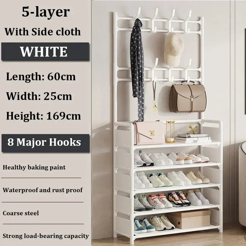 Multi-Layer Clothes & Shoe Rack – Floor-Standing Organizer for Hats, Shoes & More