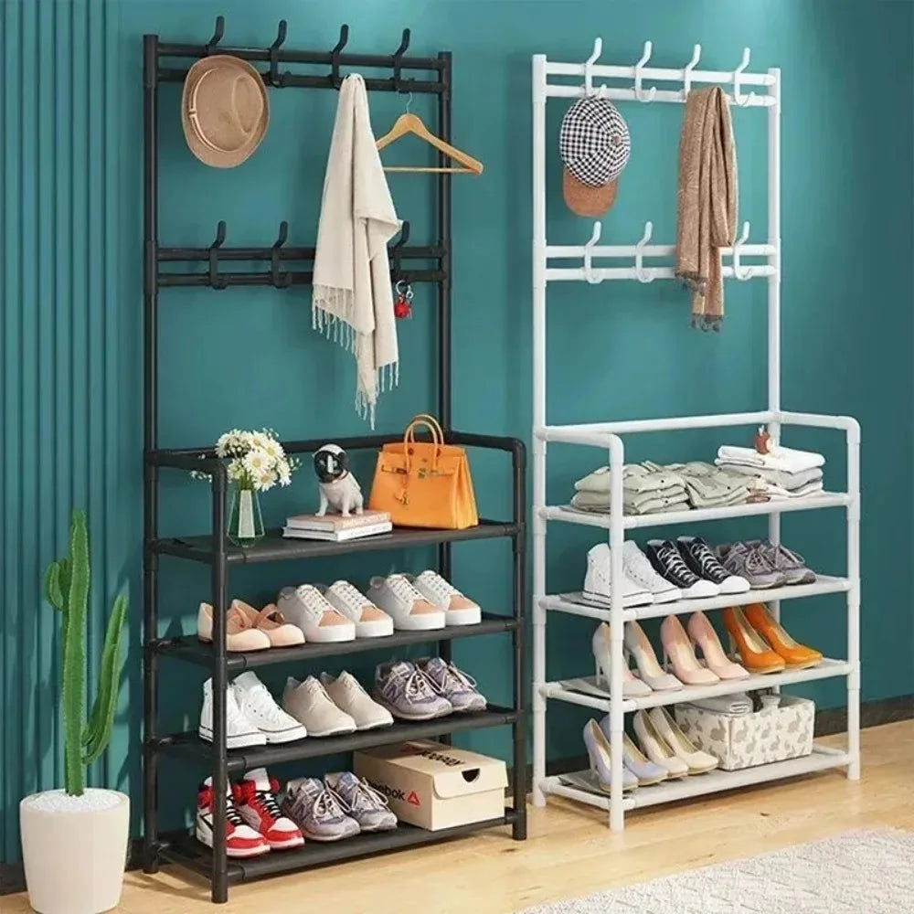 Multi-Layer Clothes & Shoe Rack – Floor-Standing Organizer for Hats, Shoes & More