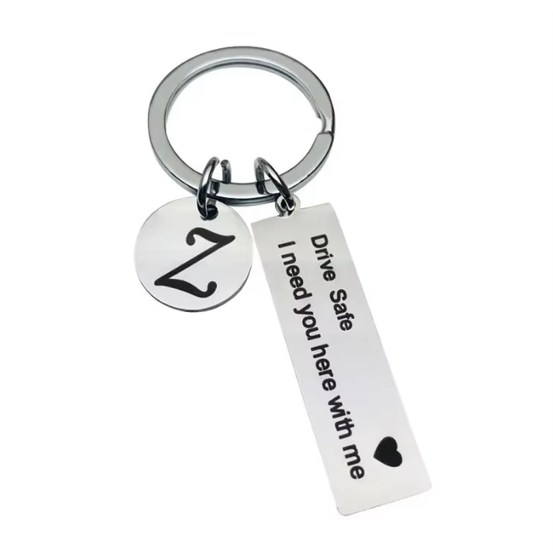 Drive Safe Keychain – Stainless Steel Initials