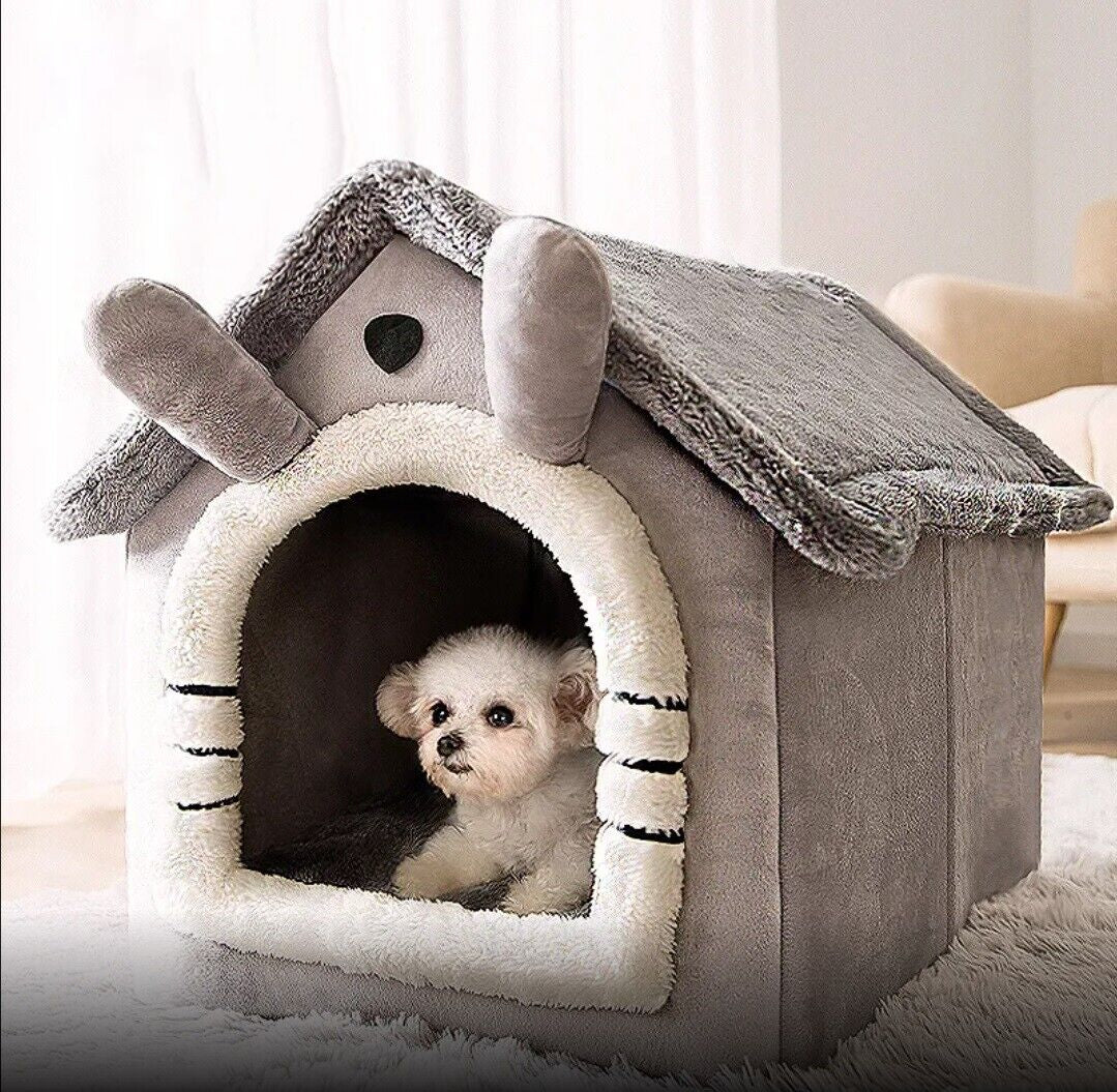 Cozy Igloo Pet Bed - Washable Fleece Pyramid Cave for Cats & Dogs