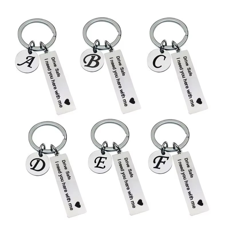 Drive Safe Keychain – Stainless Steel Initials