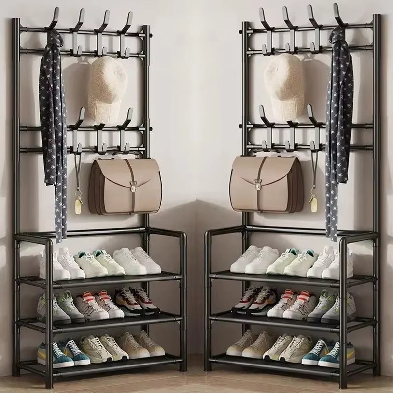 Multi-Layer Clothes & Shoe Rack – Floor-Standing Organizer for Hats, Shoes & More