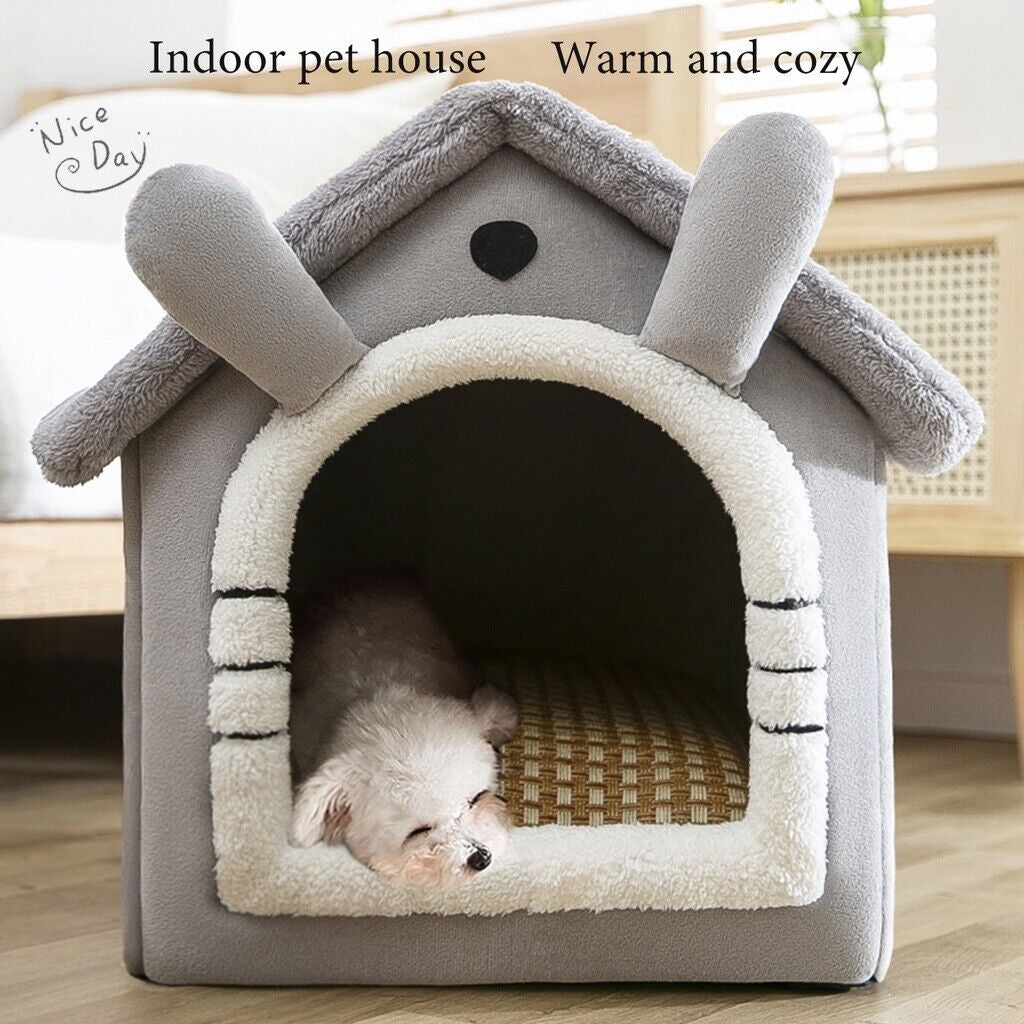 Cozy Igloo Pet Bed - Washable Fleece Pyramid Cave for Cats & Dogs