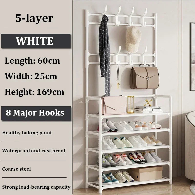 Multi-Layer Clothes & Shoe Rack – Floor-Standing Organizer for Hats, Shoes & More