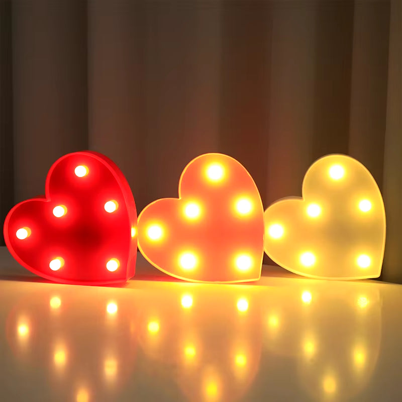 Romantic LED Heart Lamp – Red & Pink Night Light for Home & Events