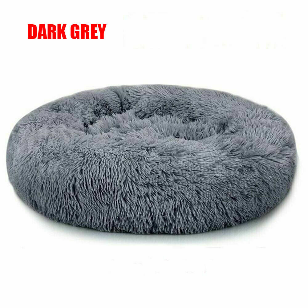 Extra Large Plush Donut Calming Pet Bed - Soft & Fluffy for Dogs and Cats