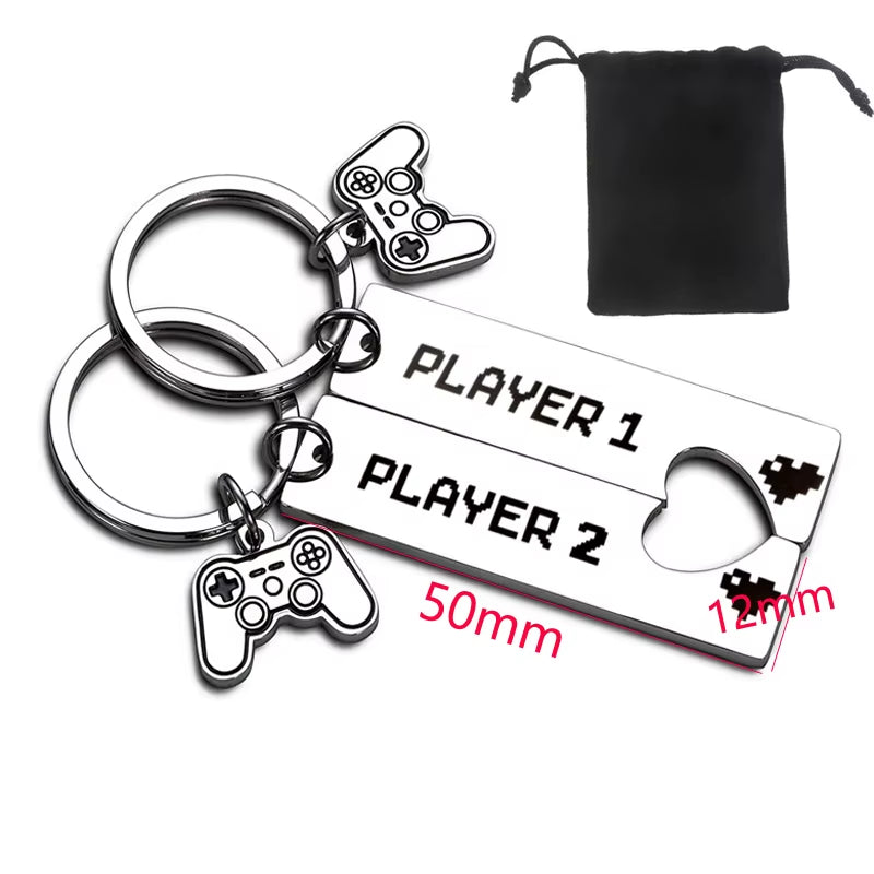 Player 1 & Player 2 Keychains – Gamer Couple Gift