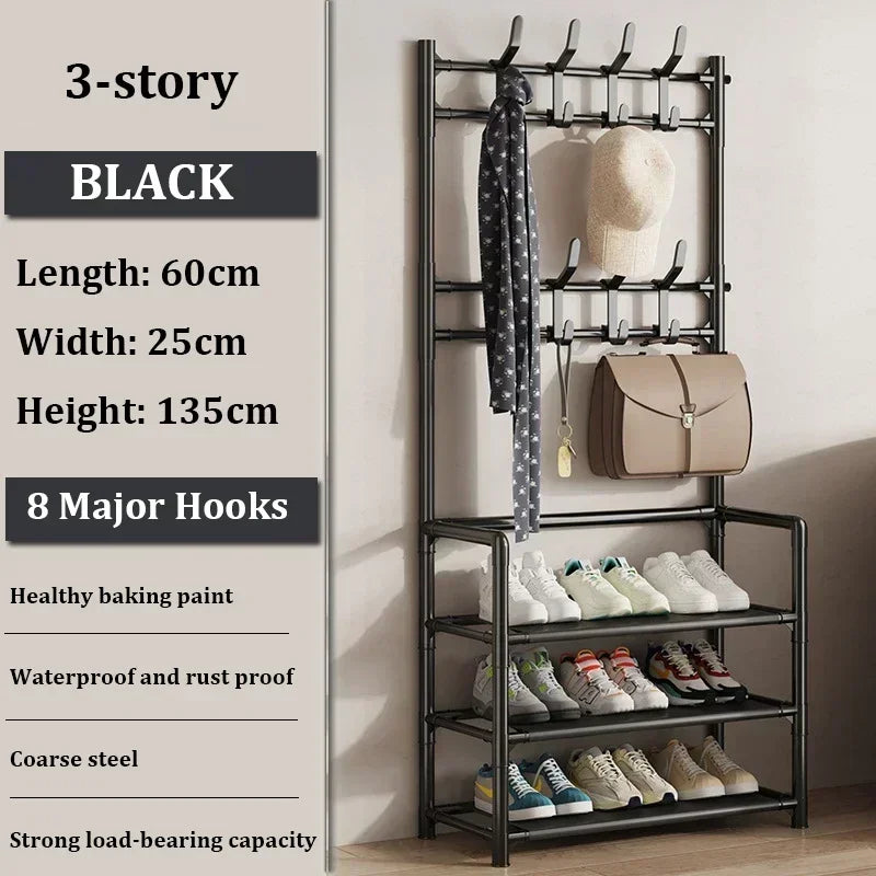 Multi-Layer Clothes & Shoe Rack – Floor-Standing Organizer for Hats, Shoes & More