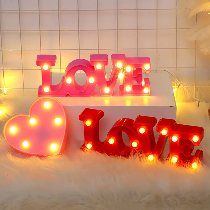 Romantic LED Heart Lamp – Red & Pink Night Light for Home & Events