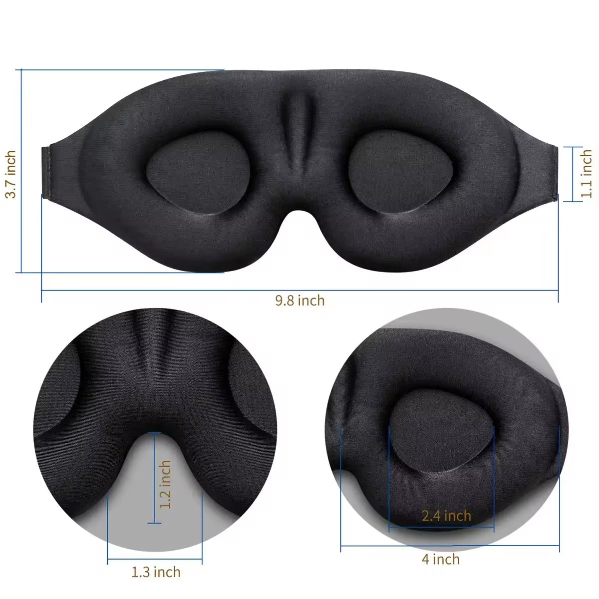 3D Contoured Eye Mask for Sleeping - Light-Blocking Comfort for Men & Women