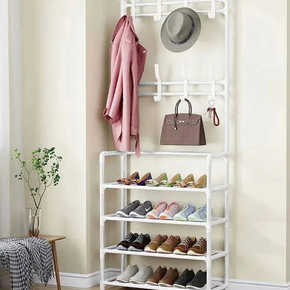 Multi-Layer Clothes & Shoe Rack – Floor-Standing Organizer for Hats, Shoes & More