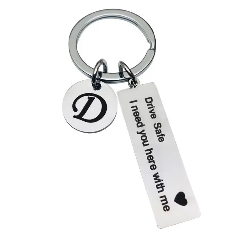 Drive Safe Keychain – Stainless Steel Initials