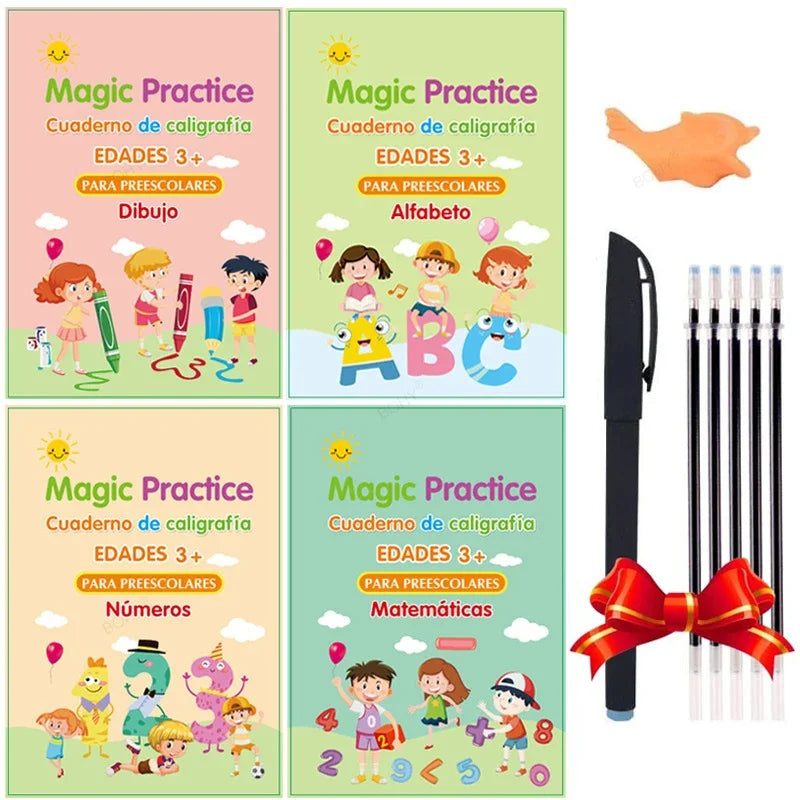 4 Magic Erasable Copybooks for Kids – Writing, Drawing, & Math Practice