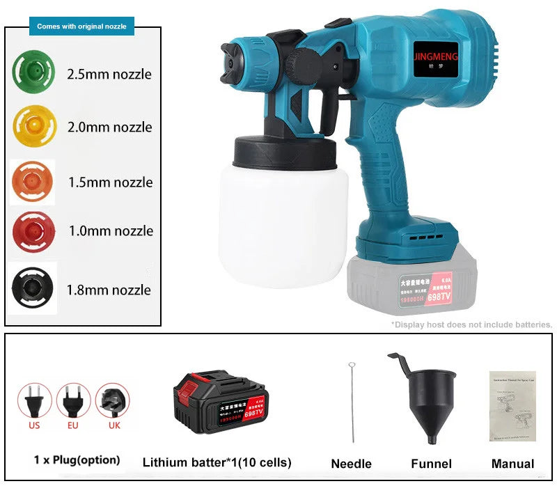 800ML Cordless Paint Sprayer – 21V Rechargeable Airbrush