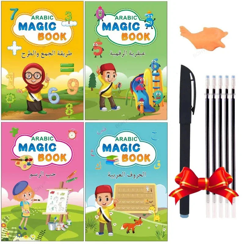 4 Magic Erasable Copybooks for Kids – Writing, Drawing, & Math Practice