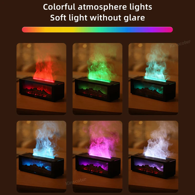 Fireplace Diffuser & Essential Oil Humidifier – Colorful Night Light & Timer