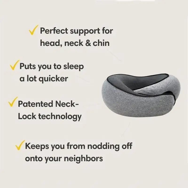 Memory Foam Travel Neck Pillow – U-Shaped Comfort & Support