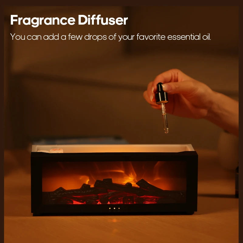 Fireplace Diffuser & Essential Oil Humidifier – Colorful Night Light & Timer