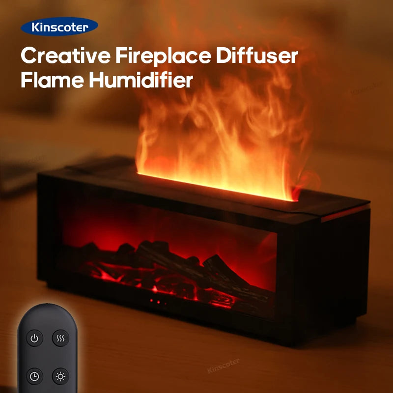 Fireplace Diffuser & Essential Oil Humidifier – Colorful Night Light & Timer