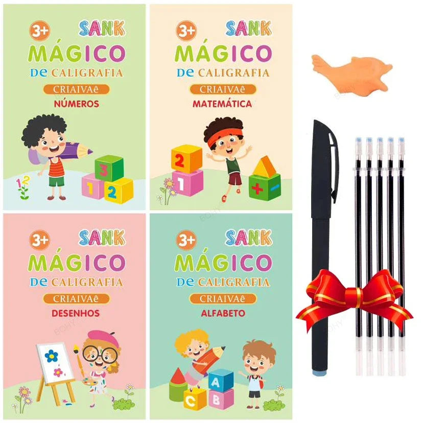 4 Magic Erasable Copybooks for Kids – Writing, Drawing, & Math Practice