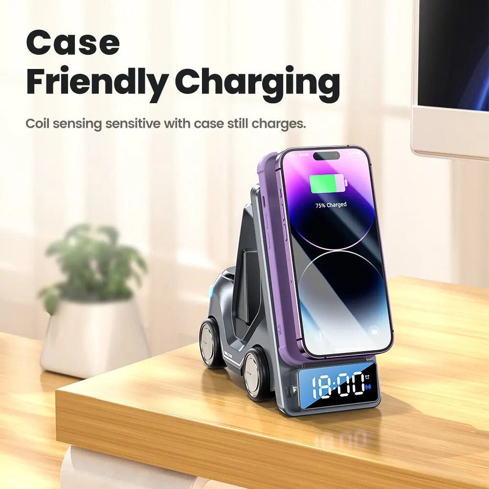 5-in-1 Car-Shaped Wireless Charger Stand - Magnetic Fast Charging Dock for iPhone