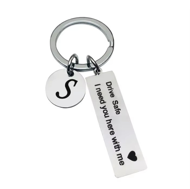 Drive Safe Keychain – Stainless Steel Initials