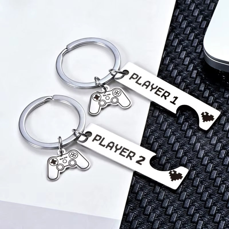 Player 1 & Player 2 Keychains – Gamer Couple Gift