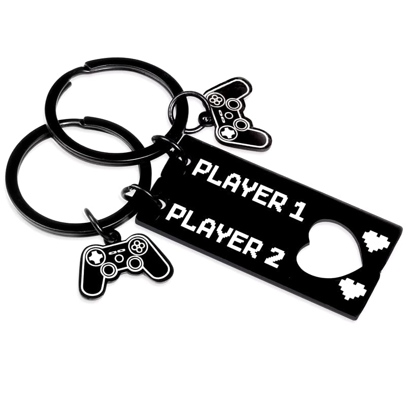 Player 1 & Player 2 Keychains – Gamer Couple Gift