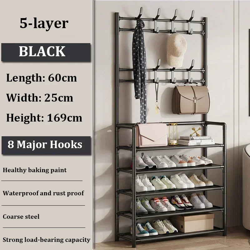 Multi-Layer Clothes & Shoe Rack – Floor-Standing Organizer for Hats, Shoes & More