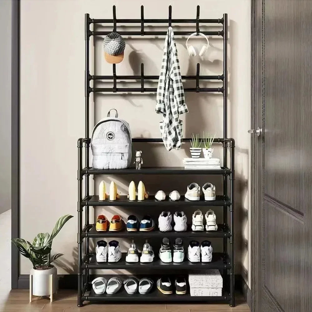 Multi-Layer Clothes & Shoe Rack – Floor-Standing Organizer for Hats, Shoes & More