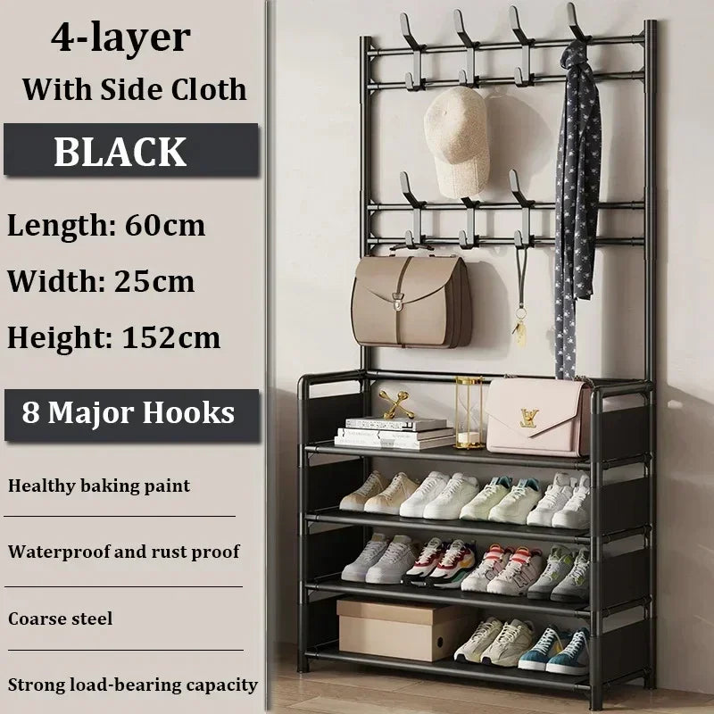 Multi-Layer Clothes & Shoe Rack – Floor-Standing Organizer for Hats, Shoes & More