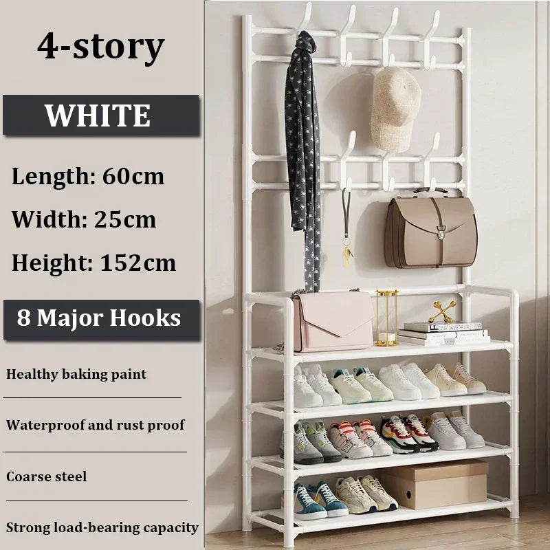 Multi-Layer Clothes & Shoe Rack – Floor-Standing Organizer for Hats, Shoes & More