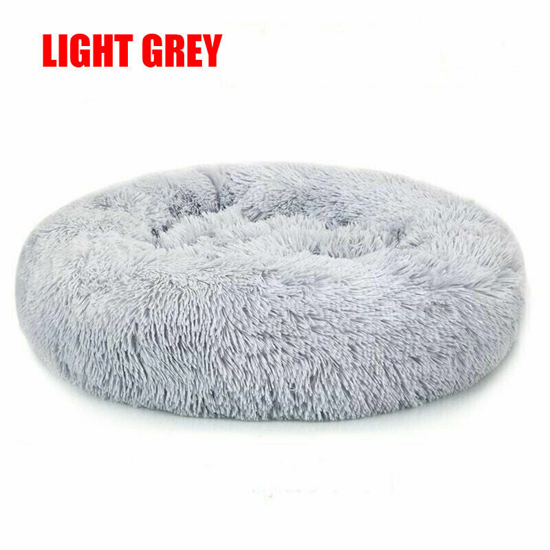 Extra Large Plush Donut Calming Pet Bed - Soft & Fluffy for Dogs and Cats