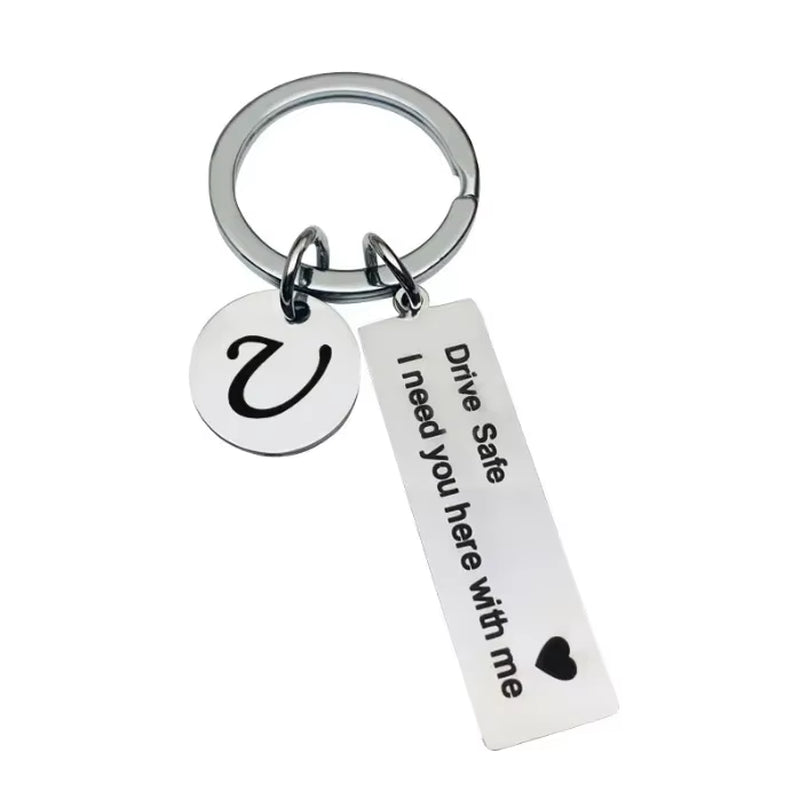 Drive Safe Keychain – Stainless Steel Initials