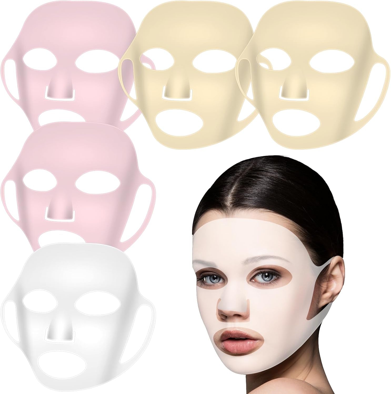 5 Sheets Silicone Face Mask Cover 💆‍♀️✨