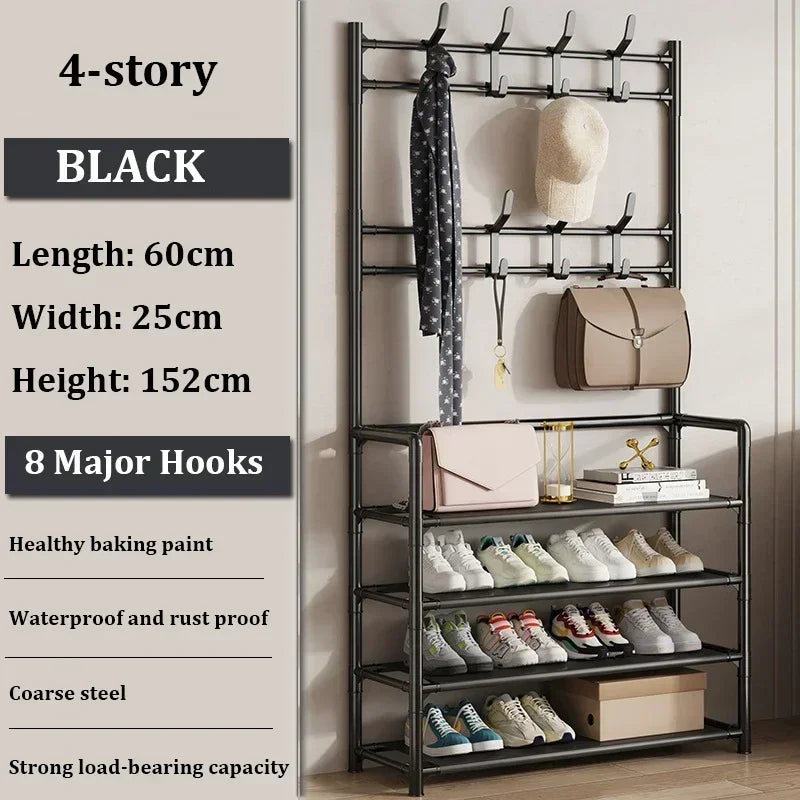 Multi-Layer Clothes & Shoe Rack – Floor-Standing Organizer for Hats, Shoes & More