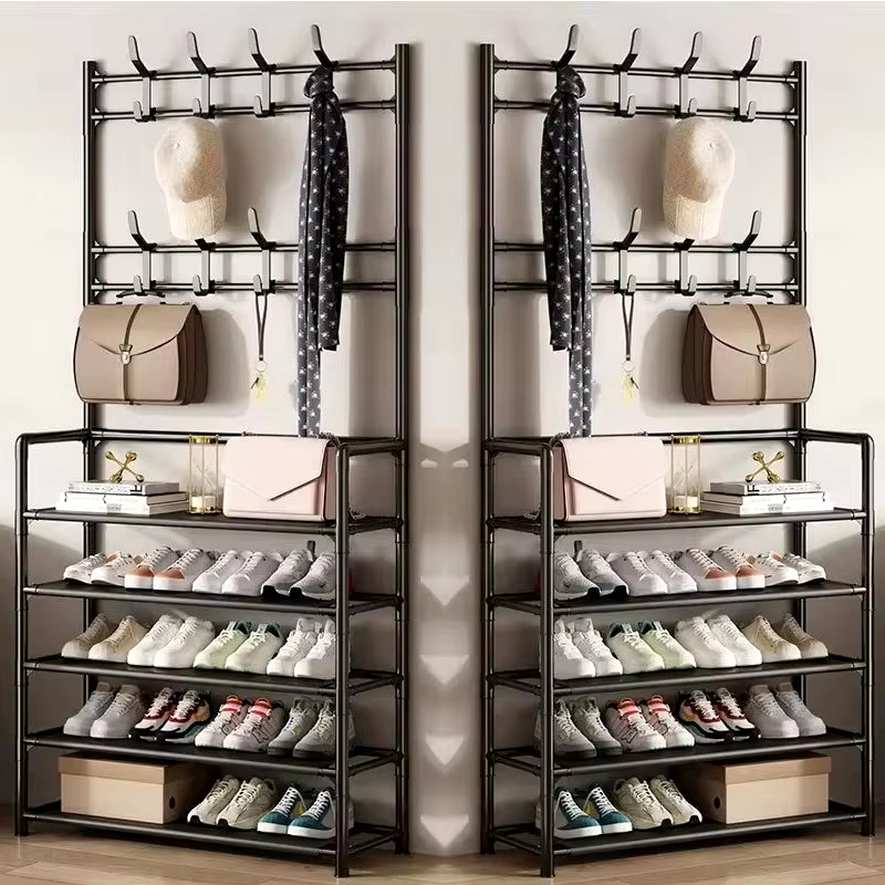 Multi-Layer Clothes & Shoe Rack – Floor-Standing Organizer for Hats, Shoes & More