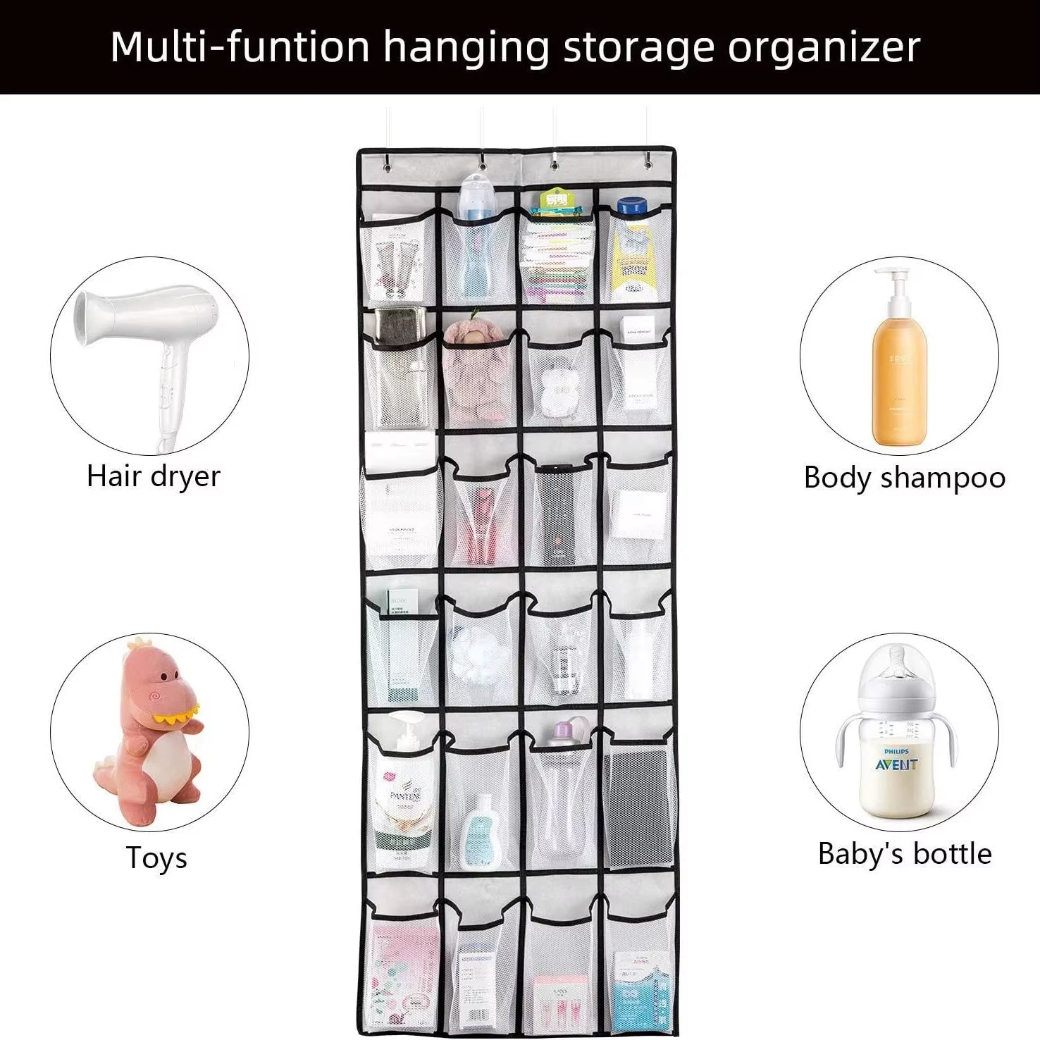 Over-the-Door Shoe Organizer – 24 Pocket Closet Storage