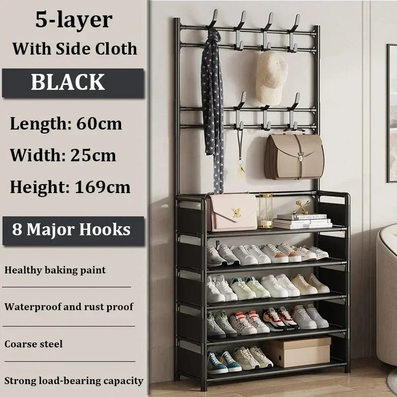 Multi-Layer Clothes & Shoe Rack – Floor-Standing Organizer for Hats, Shoes & More