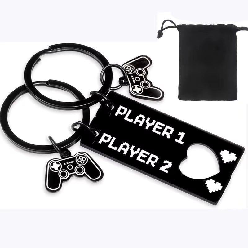 Player 1 & Player 2 Keychains – Gamer Couple Gift