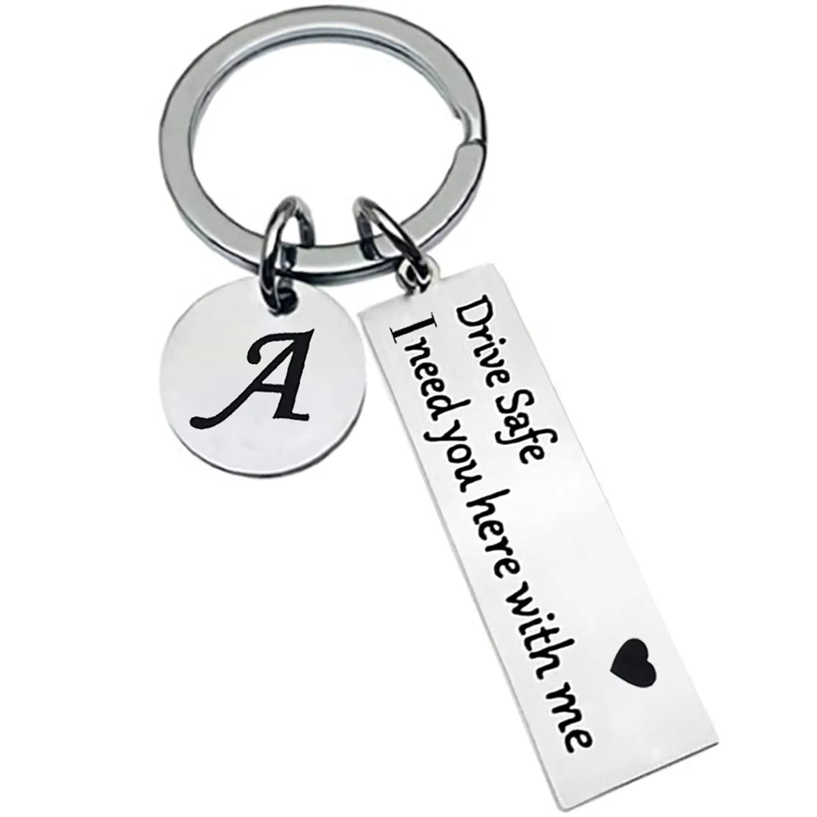 Drive Safe Keychain – Stainless Steel Initials