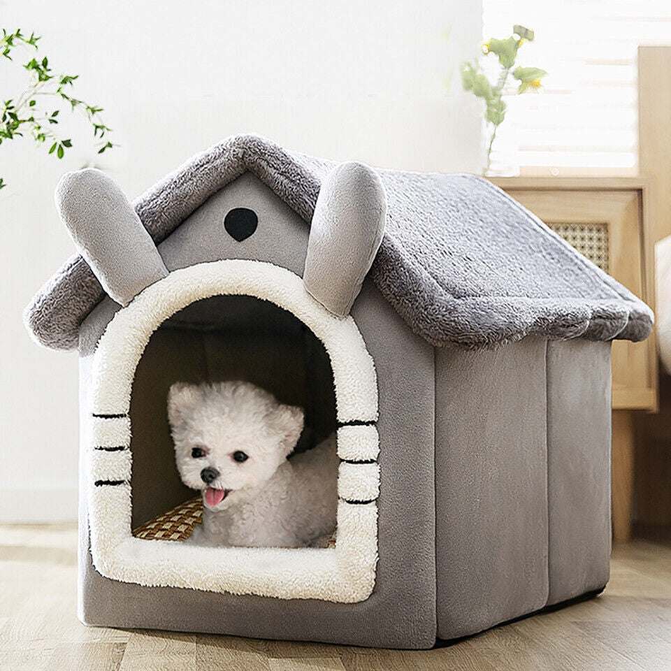 Cozy Igloo Pet Bed - Washable Fleece Pyramid Cave for Cats & Dogs